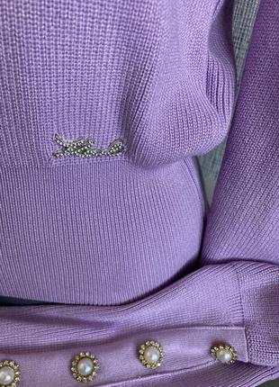 Женский вязаный свитер турция в цвете лаванда8 фото