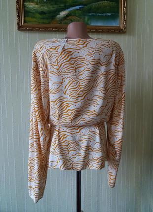 Блуза рубашка на запах asos с поясом принт полоска анималистический натуральная ткань вискоза4 фото