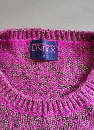 Свитер оверсайз пончо фуксия люрекс 8