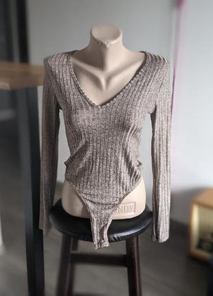 Боди с длинным рукавом с люрексовой нитью нарядное