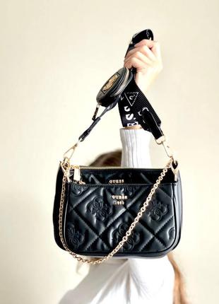 Multi pochette black 3 in 1 брендова жіночий чорна стильна сумка клатч з ланцюгом і...