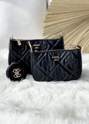 Multi pochette black 3 in 1 брендова жіночий чорна стильна сумка клатч з ланцюгом і...