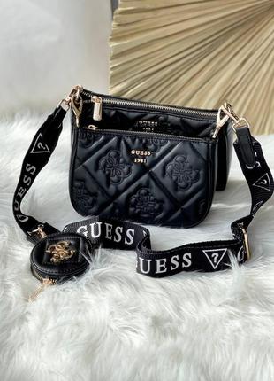 Multi pochette black 3 in 1 брендовая женская черная стильная сумка клатч с цепью и ремешком жіноча трендова чорна модна сумка3 фото