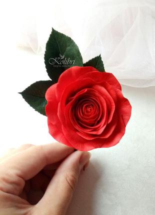Шпилька для волосся, червона троянда