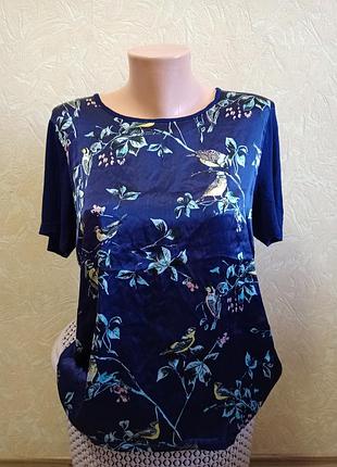 Синя блуза з птахами