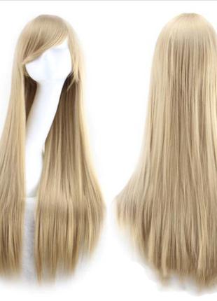 Парик пшеничный блонд, парик блондинки прямые волосы
