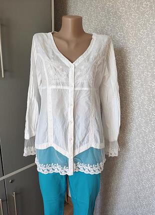 Трендовая блуза, рубашка белая с кружевом вышивкой рр 46 best connections