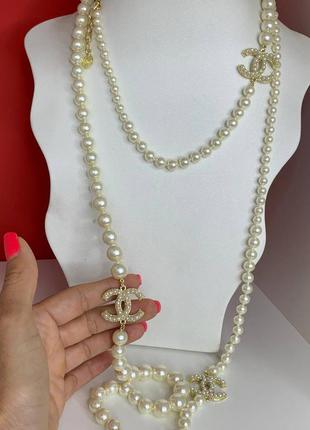 Довгі брендові намисто з перлами майорка5 фото