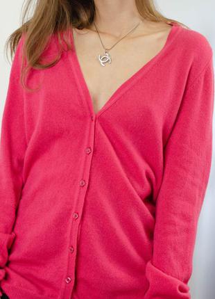 Benetton шерстяной woolmark розовый кардиган на пуговицах, кофта из мягкой шерсти3 фото