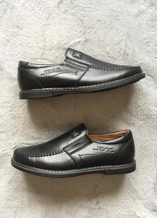 Новые черные кожаные школьные туфли мокасины5 фото