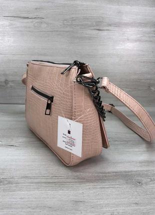 Пудровая сумка кроссбоди пудровый клатч на цепочке сумка через плечо розовая сумка2 фото