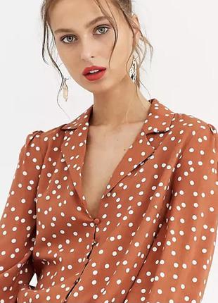 Блуза рубашка в горошек на пуговицах oasis4 фото