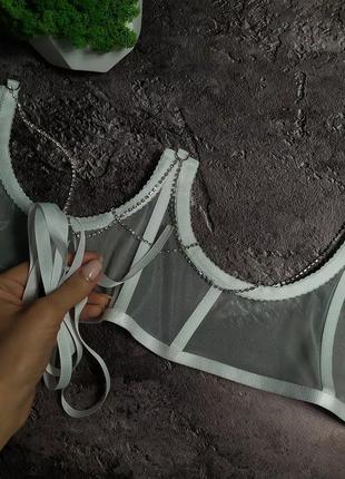Трендовый корсет под грудь из сетки со стразами 💎