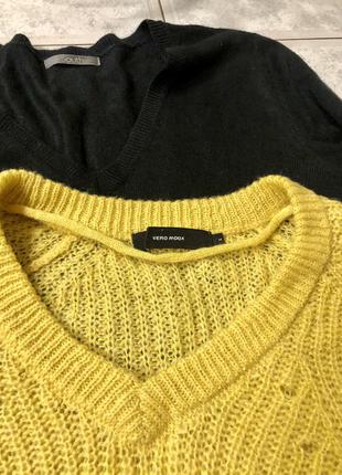 В'язаний жовтий светр оверсайз vero moda 🍁3 фото