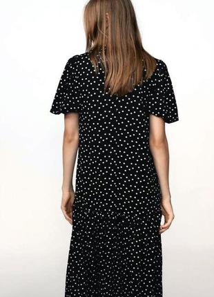 Zara  платье в горошек миди с объемными рукавами р. s ,m2 фото