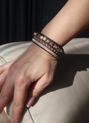 Браслет из экокожи коричневый