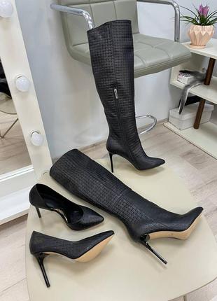 Чоботи дизайнерські на шпильці натуральна шкіра люкс