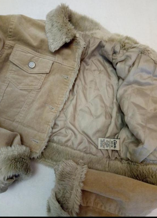 Укорочений утеплений вельветовий піджак шерпа куртка з хутряним коміром clash3 фото