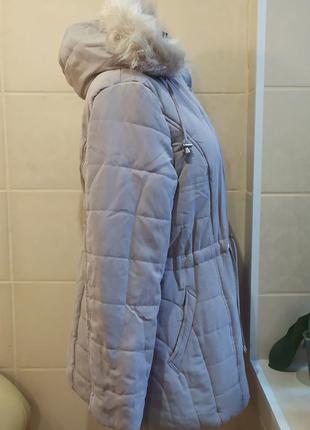 Стильная демисезонная куртка с искусственным мехом со сьемным капишоном authentic denim4 фото