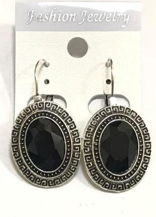 Сережки з чорним кристалом
