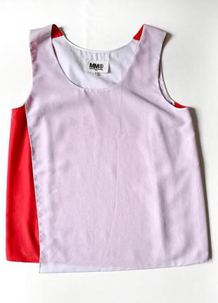 Двокольорова двошарова блуза білого та рожевого кольору maison margela mm6 оригінал1 фото