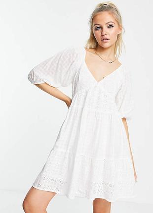 Натуральное вышитое платье хлопок прошва от asos! вышивка!