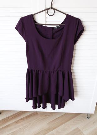 Блузка/кофта нарядна с баской, цвета баклажан,s-m2 фото