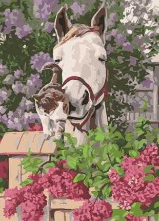 Картина за номерами лавка чудес кінь і кіт у кольорах