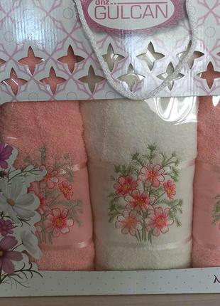 Набір махрових рушників gulcan (3 шт.) 100% бавовна — турція.