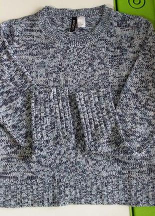 Вязаный меланжевый свитер меланж укороченный кроп свитерок h&m s3 фото