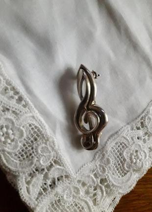 925 вінтаж вінтажна срібна срібло брошка скрипковий ключ