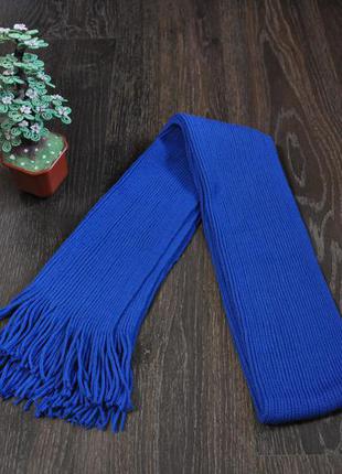 Синій в'язаний шарф2 фото