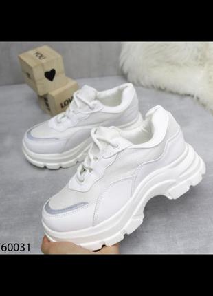 👍 зручні стильні білі кросівки на танкетці на підошві2 фото