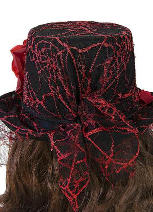 Шляпа цилиндр с вуалью женская маскарадная дизайнерская готика хэллоуин стимпанк + подарок2 фото