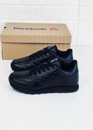 Кроссовки женские подростковые reebok classic leather black кросовки рибок классик рібок жіночі6 фото