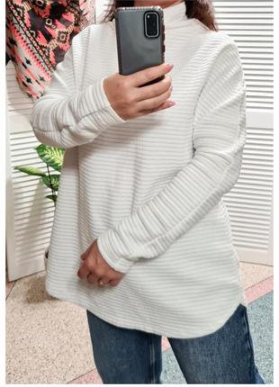 Белый джемпер свитер в рубчик marks&spencer2 фото