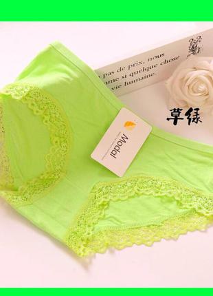Нежные мятные зеленые кружевные трусики слипы из хлопка из очень нежного и мягкого материала
