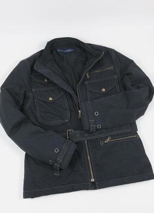 Винтажная чёрная куртка - ветровка polo wax rrl тренч с ремнём с карманами парка карго бомбер пальто5 фото