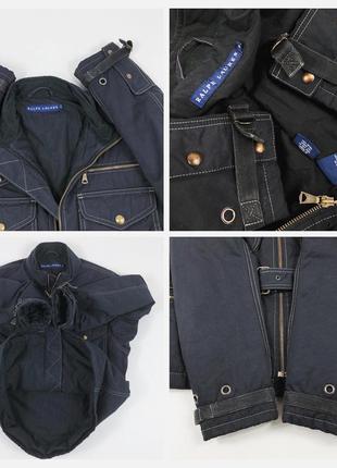 Винтажная чёрная куртка - ветровка polo wax rrl тренч с ремнём с карманами парка карго бомбер пальто10 фото