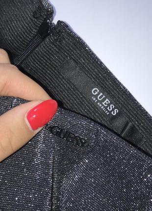 Серебрянное худи с люрексом и серебрянная миди юбка от guess с люрексом5 фото