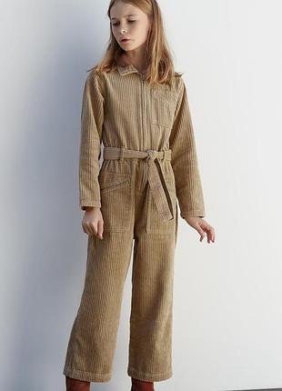 Комбинезон коричневый брючный вельветовый хлопковый на молнии zara