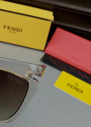 Fendi модные женские солнцезащитные очки бежевые с градиентом10 фото