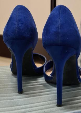 Синие туфли - лодочки/ замшевые туфли на каблуке/ кожаные туфли3 фото