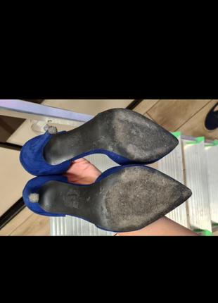 Синие туфли - лодочки/ замшевые туфли на каблуке/ кожаные туфли7 фото