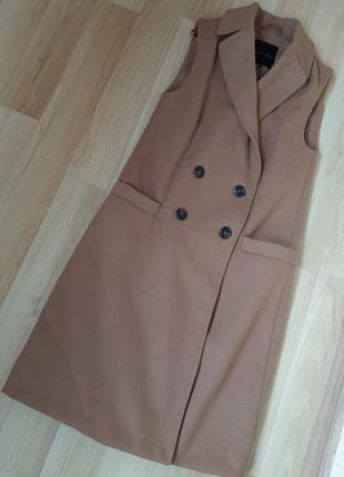 Новый трендовое  крутое двобортное кашемировое пальто без рукавов1 фото