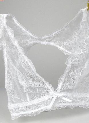 Комплект женского кружевного нижнего белья  в белом  цвете7 фото