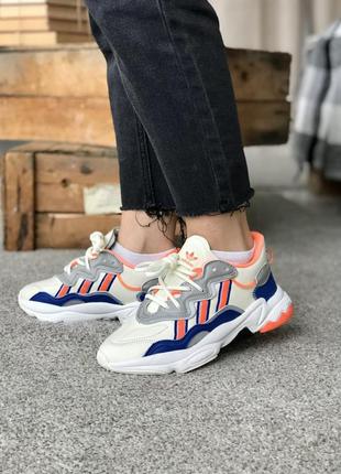 Женские разноцветные кожаные кроссовки на осень adidas ozweego🆕адидас озвиго