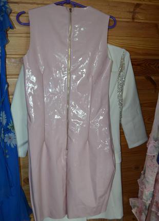 Роскошное платье эко-кожа, латексное от oh polly luxe! нежно-розовый латекс!5 фото