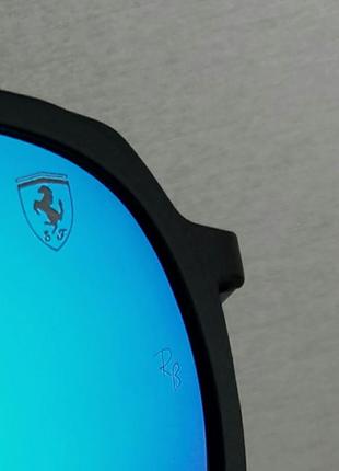 Очки в стиле ray ban ferrari мужские солнцезащитные голубые зеркальные поляризированые9 фото