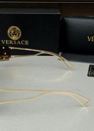 Versace очки маска женские солнцезащитные коричневые в золотой металлической оправе3 фото